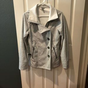 Prana, Coat, Short, Light Gray, Medium, Very Warm, Zippered and Buttoned